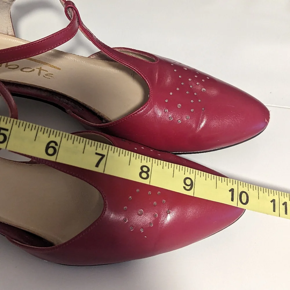 Vintage Talbots Red Leather T-Strap Kitten Heels - Picture 13 of 16